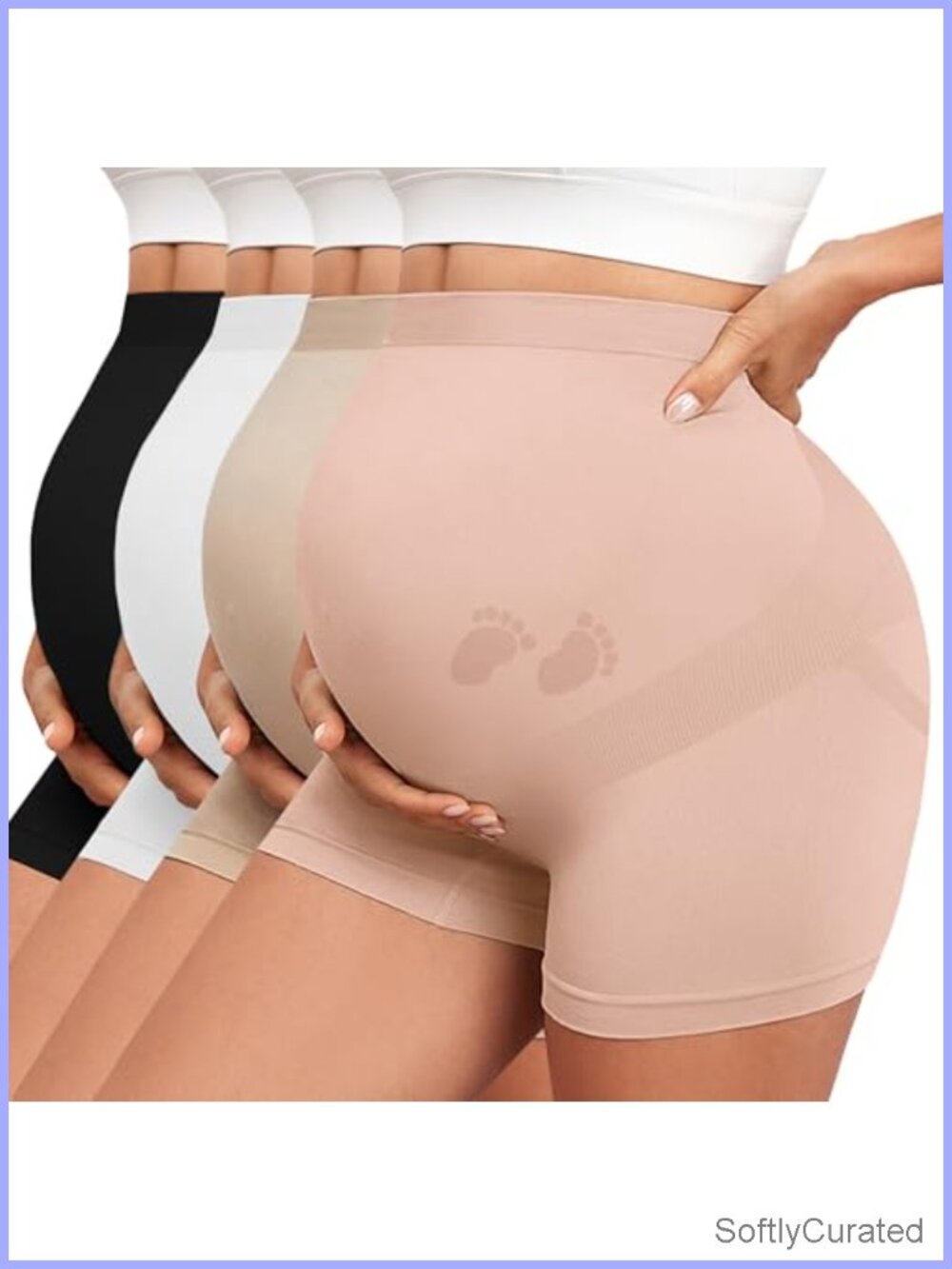 Seamless Maternity Shapewear Shorts High Waist Over Bump Support Panties